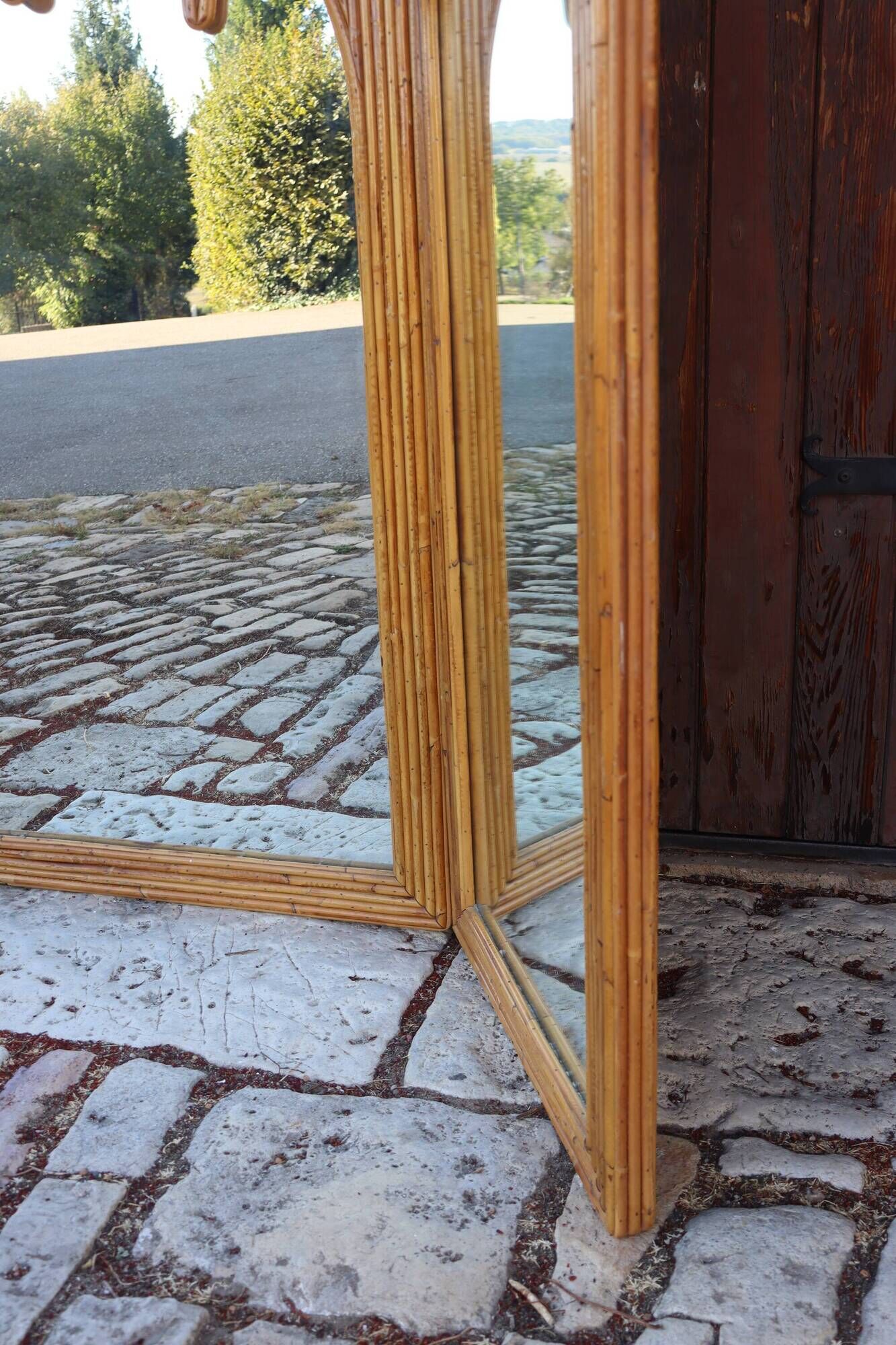 Bamboo Palm Mirror Screen by Vivaï Del Sud Italy 1970