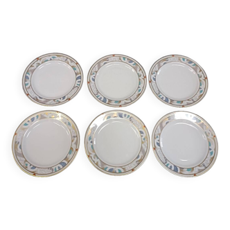 6 assiettes à dessert en porcelaine, Bernardaud Limoges, collection Paris, Nus Géométriques