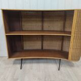 Vintage wicker bar and its two stools