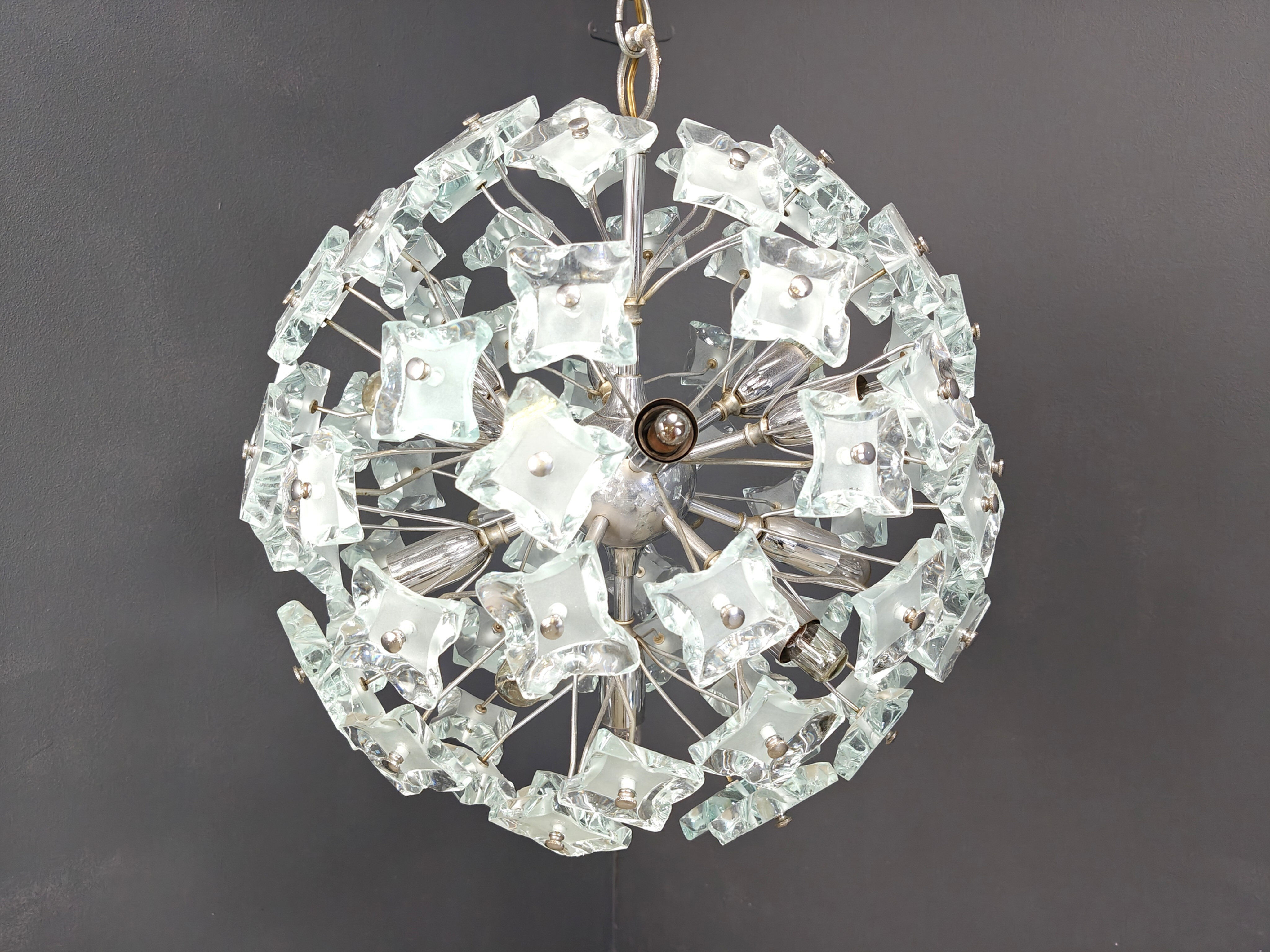 Mid-century glass sputnik chandelier, 1970s