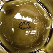 Set of 6 old vintage green ceramic Gien oyster plates