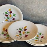 Six vintage plates in fine earthenware from Gien service "Gentilly"