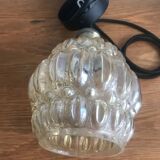 Vintage Lightly Smoked Glass Globe Pendant Light Electrical System New
