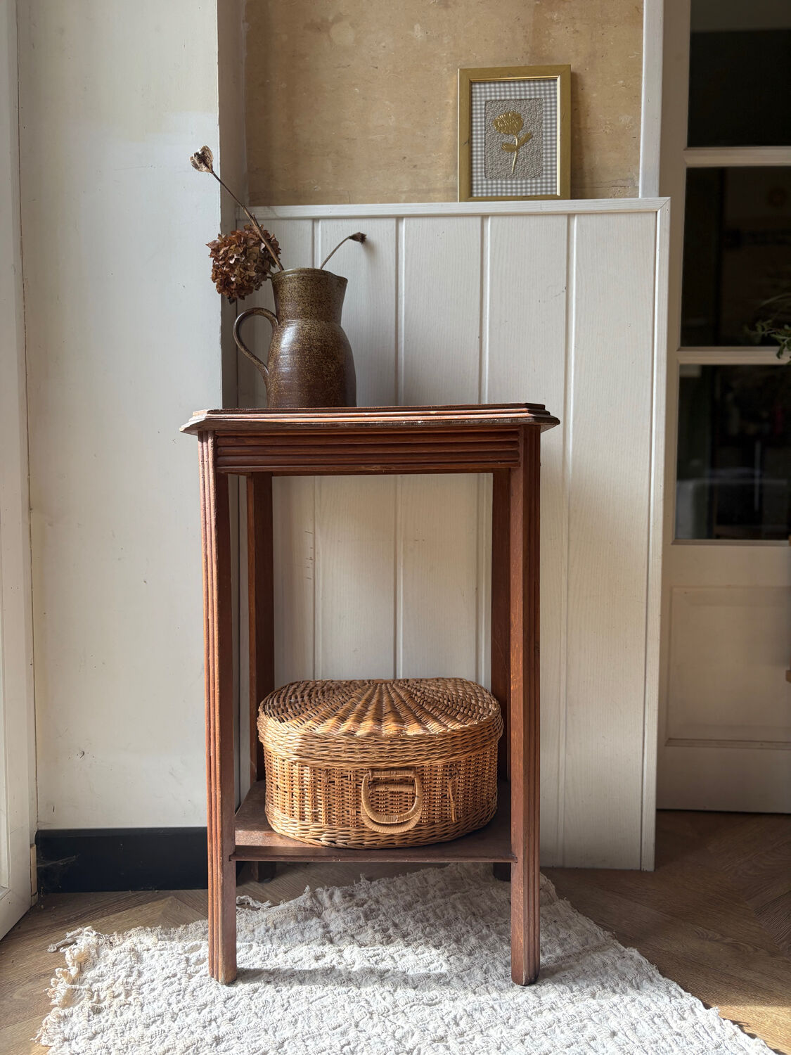 Art Deco bedside table in solid wood