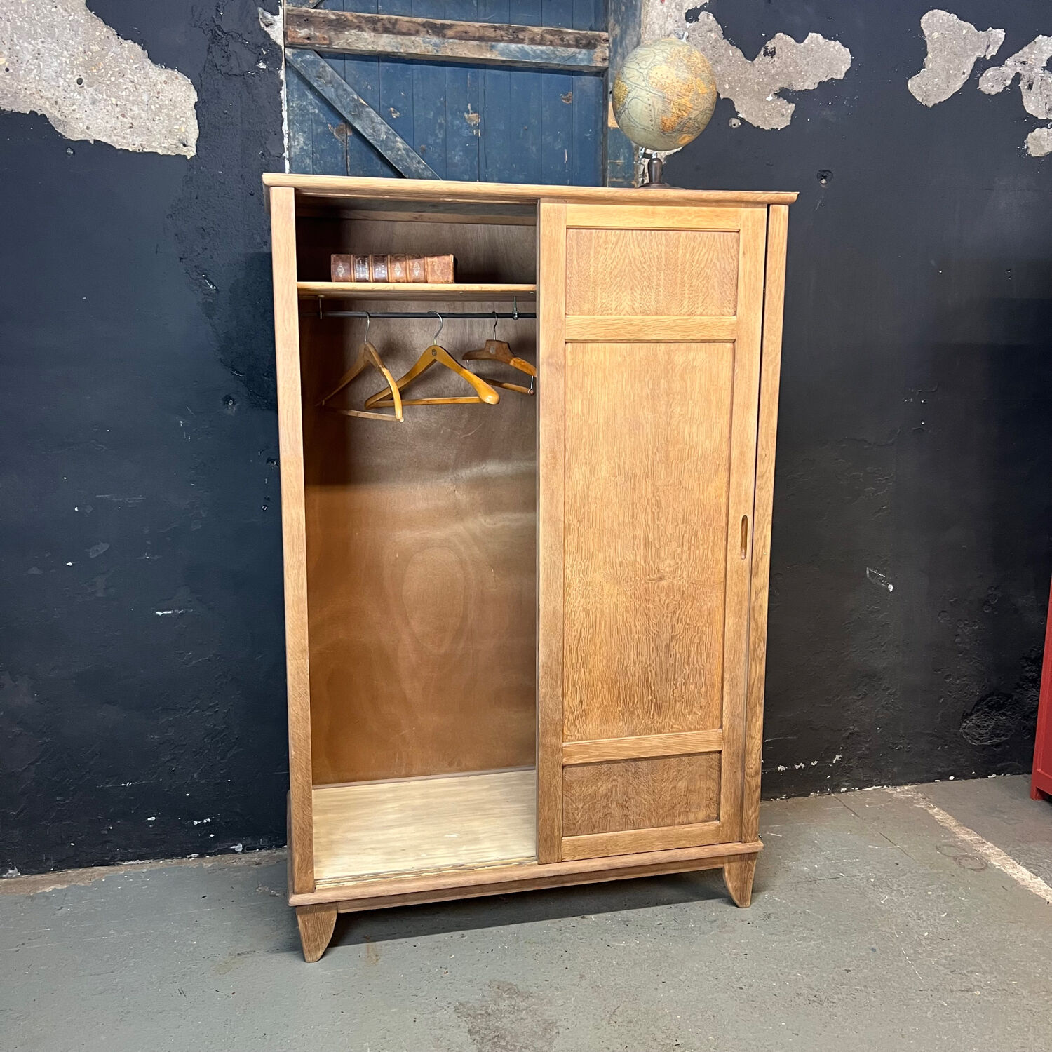 Vintage sliding wardrobe natural oak