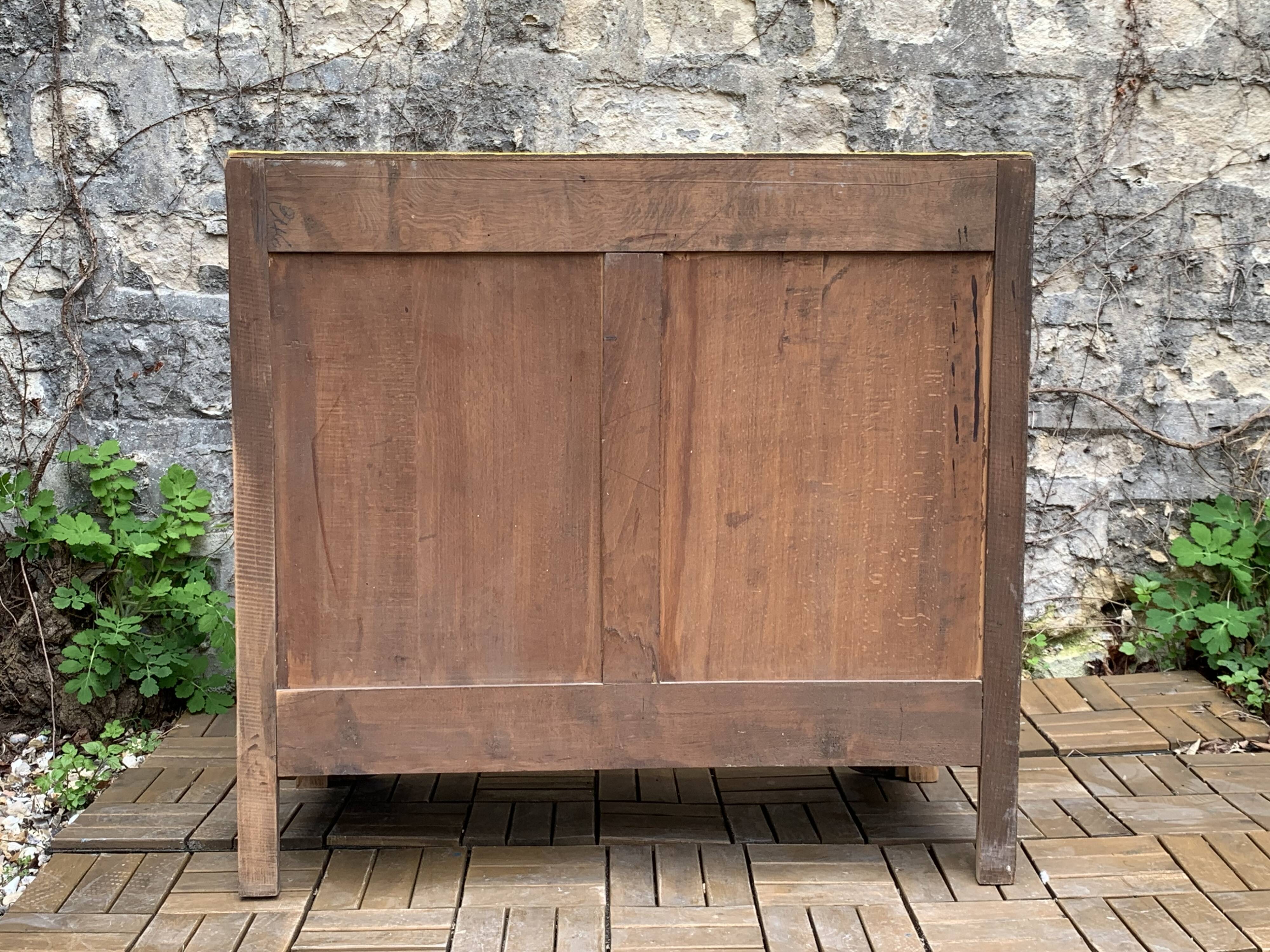 Commode art déco jaune poudré et bois brut