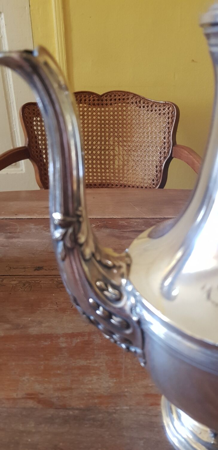 19th century teapot and sugar bowl. Silver metal hallmark.