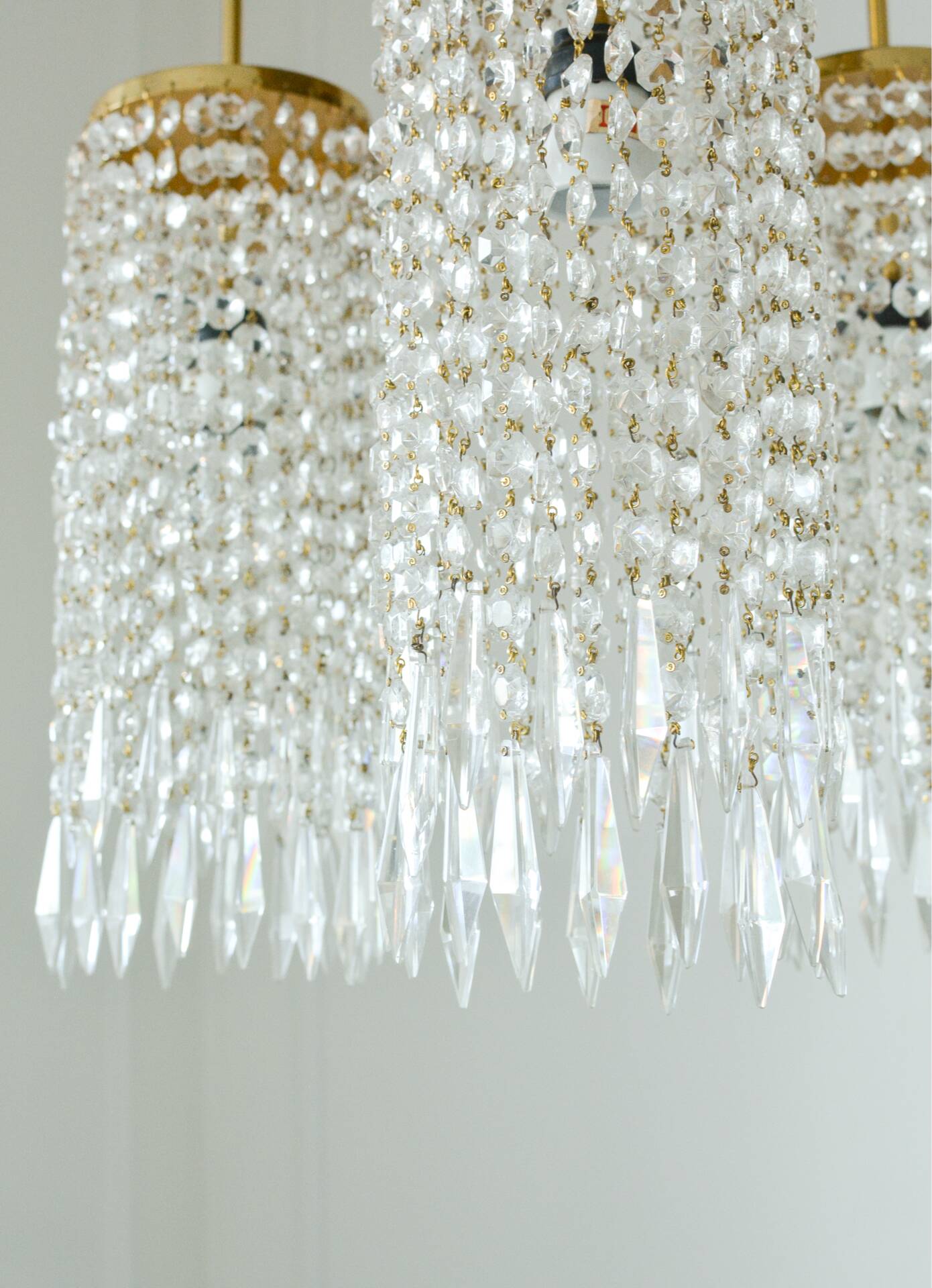Vintage lustre from Jablonecké Sklárny in crystal and brass – Czechoslovakia
