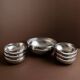 Set of 7 silver stainless steel bowls Space Age vintage Italian design stackable and elegant
