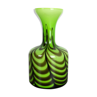 Large Green Vintage Pop Art Opaline Florence Vase Design 1970s Italy