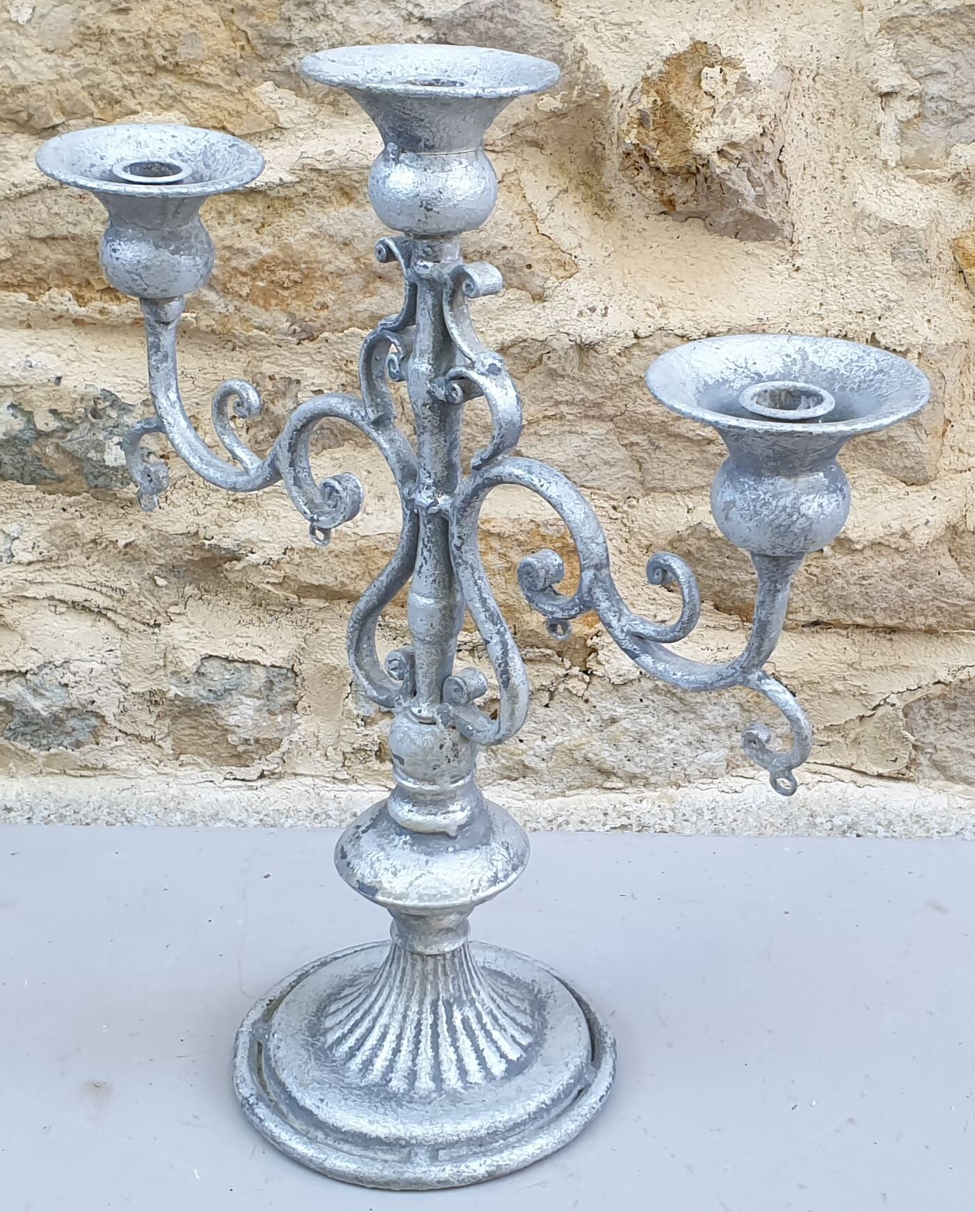 Vintage chandelier / candelabra in cast aluminum