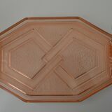 Plateau art deco en verre rose