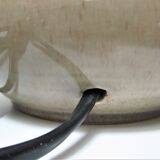 Three vintage ceramic lamps in blue, white and suede