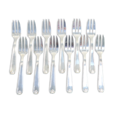12 fourchettes a gateaux en métal argenté
