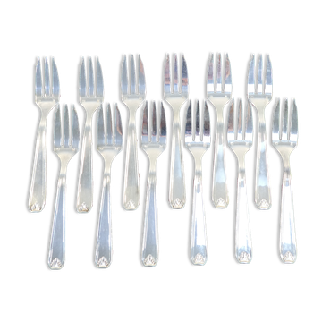 12 fourchettes a gateaux en métal argenté