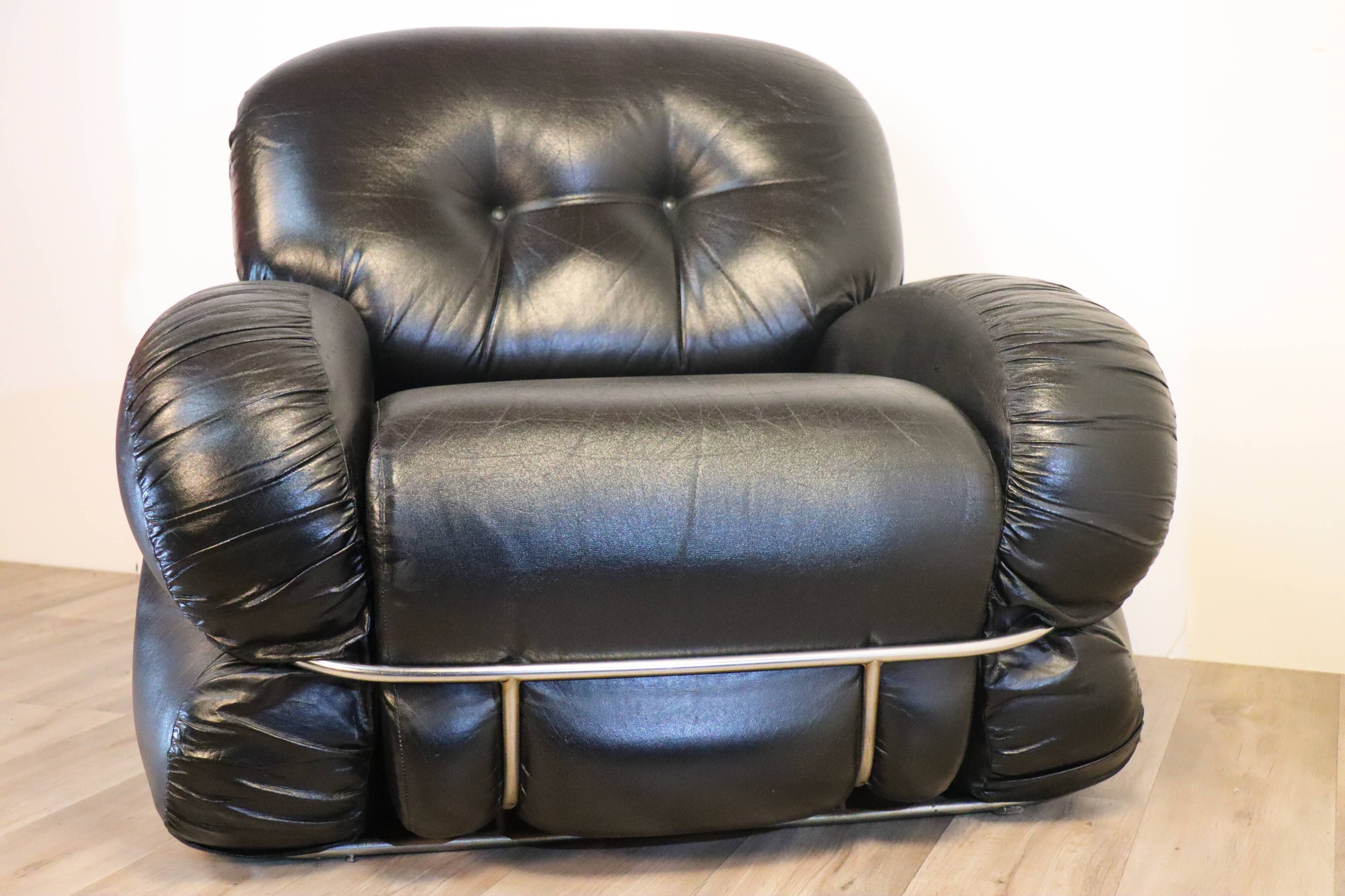 Italian vintage armchair by Adriano Piazzesi 1970