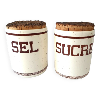 Ancien Pot Codec Années 60-70 Sel Et Sucre Vintage