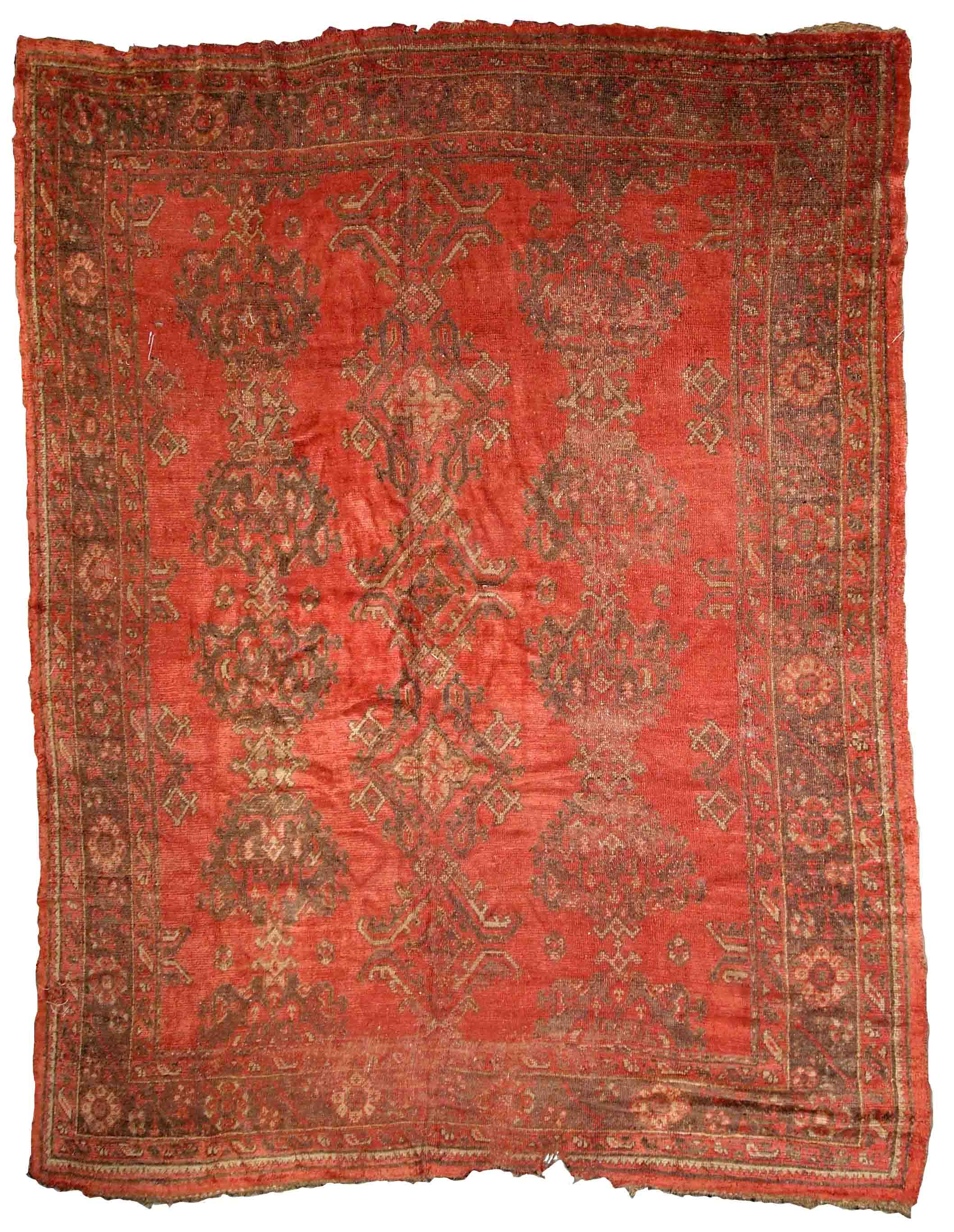 Old Turkish Oushak handmade carpet 274cm x 335cm 1900s, 1B764