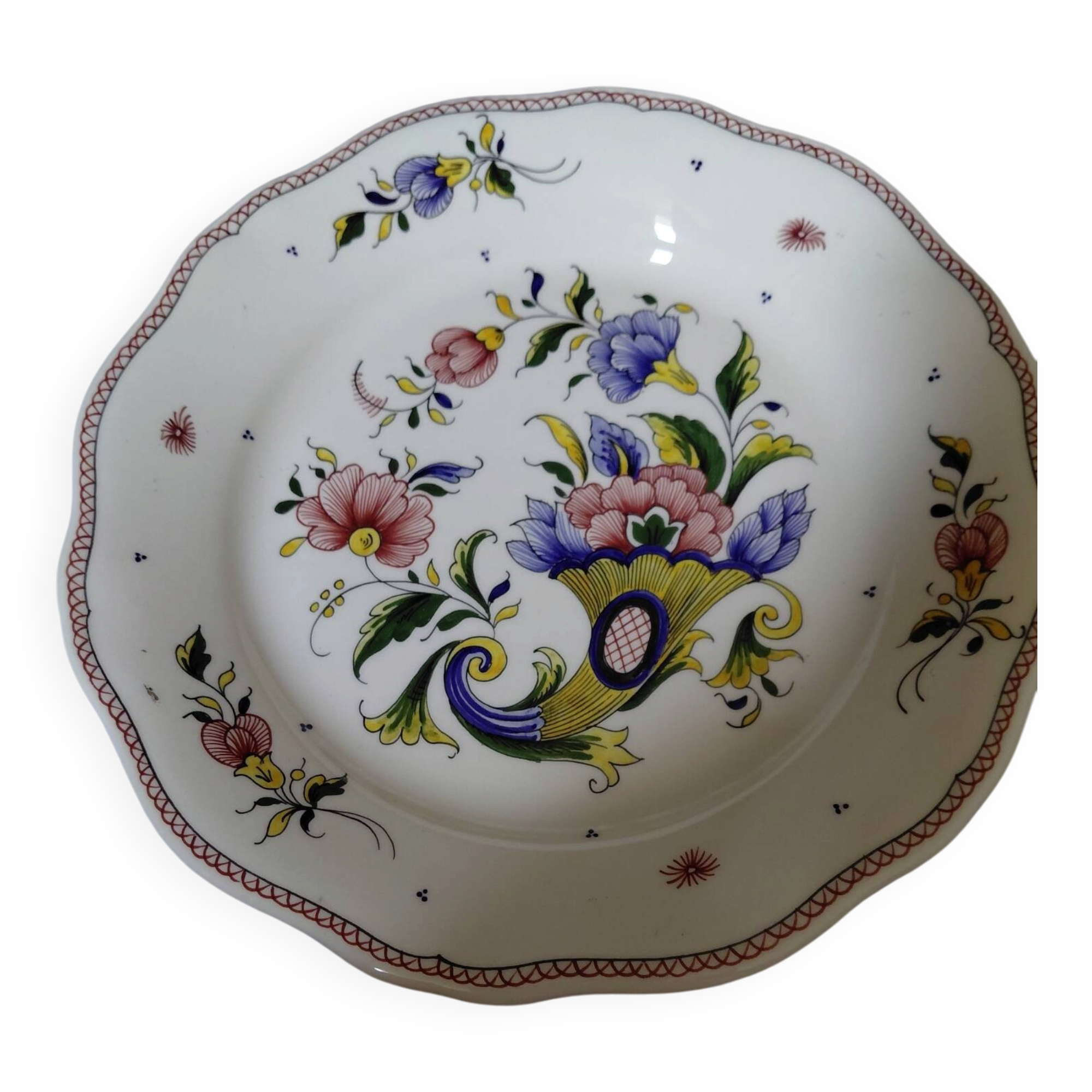 Flat plate Rouen earthenware