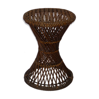 Sitting rattan style diabolo vintage stool