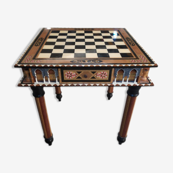 Chess table Alhambra maple bone and lacquer