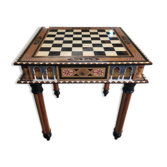 Chess table Alhambra maple bone and lacquer