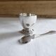 Cockerel + silver metal spoon