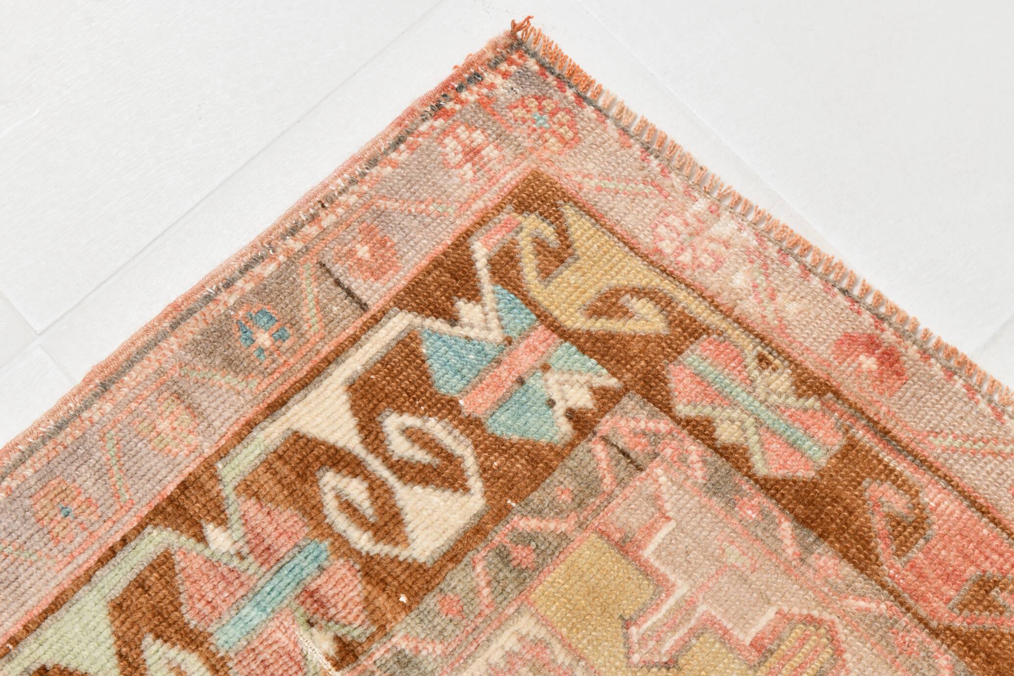4x7 Pink & Brown Persian Area Rug 118x210Cm SK 22164