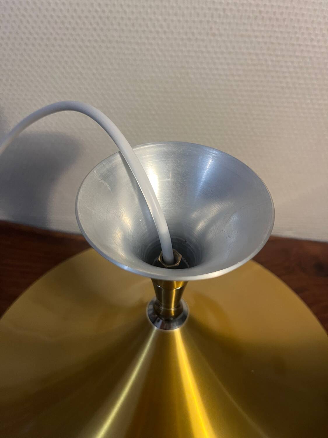Gold-tone metal pendant light, 1960s