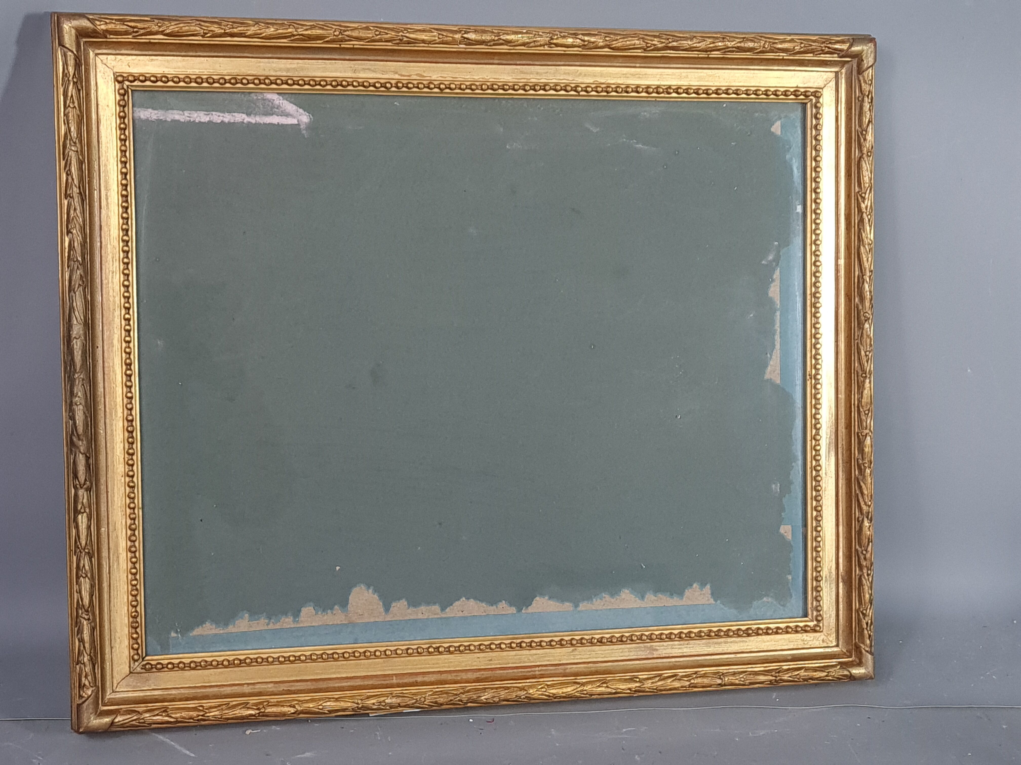 Old frame with keys, gilded stucco wood, pearl frieze 46x38 cm, foliage 40.3x32.1 cm + SB glass