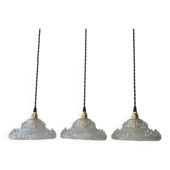 Lot 3 old art-deco pendant lamps