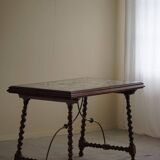 Antique Italian desk table, walnut and marble, Naples, 19th century.