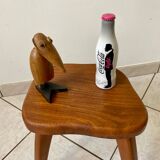Brutalist tripod stool in solid elm, 1960s