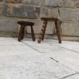 Pair of brutalist tripod stool