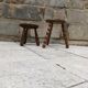 Pair of brutalist tripod stool