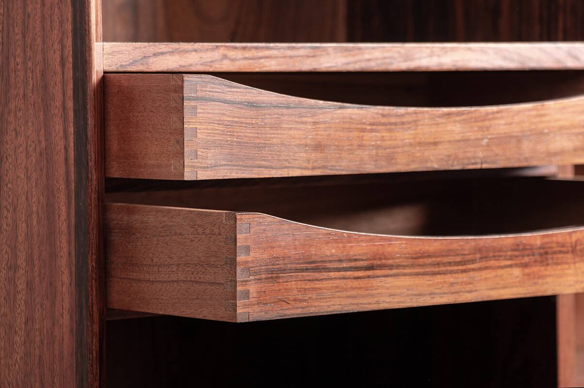 Shelf and bar furniture, Danish, in Rosewood and Brass, Erik Brouer 1960.