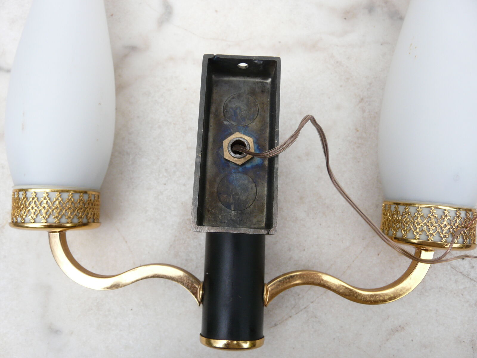 Applique double bras vintage noire et dorée