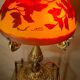 large bronze mushroom lamp with magnificent glass paste signed 7kg h51x33