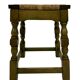 Vintage wooden stool straw seat 70s minimalist design in green