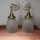 Pair of ribbed glass tulip wall sconces