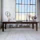 XL farmhouse table in solid oak, brutalist style, 20th century.