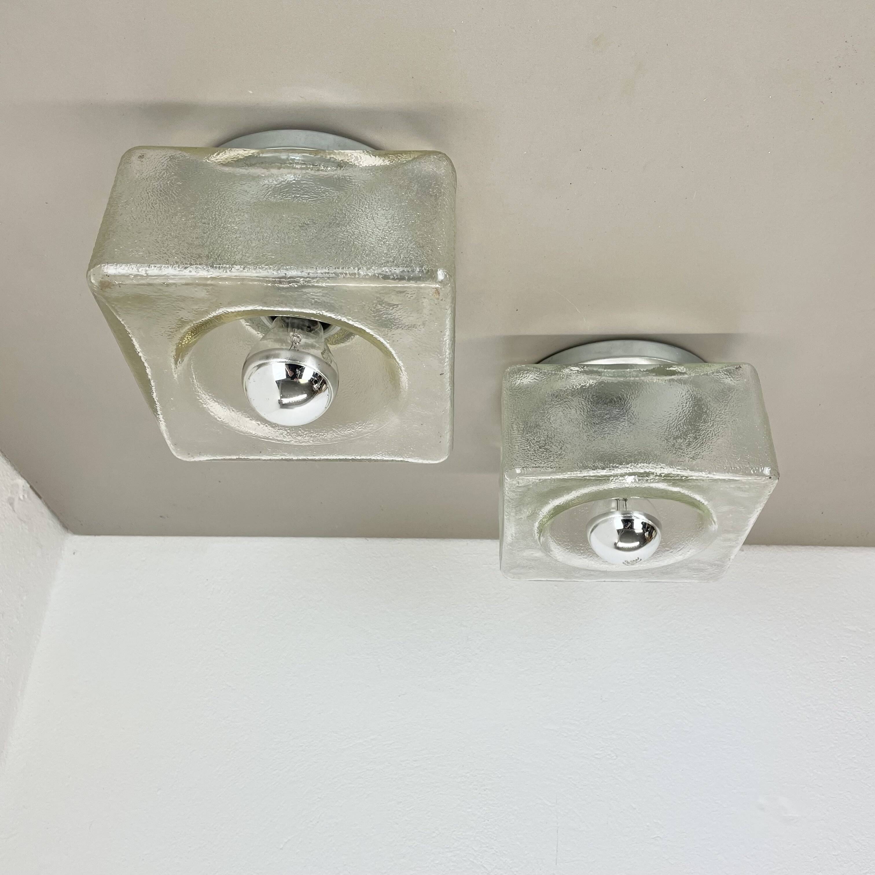 set of 2 CUBIC Ice Glass Ceiling Light, by J. T. Kalmar Lights, Austria