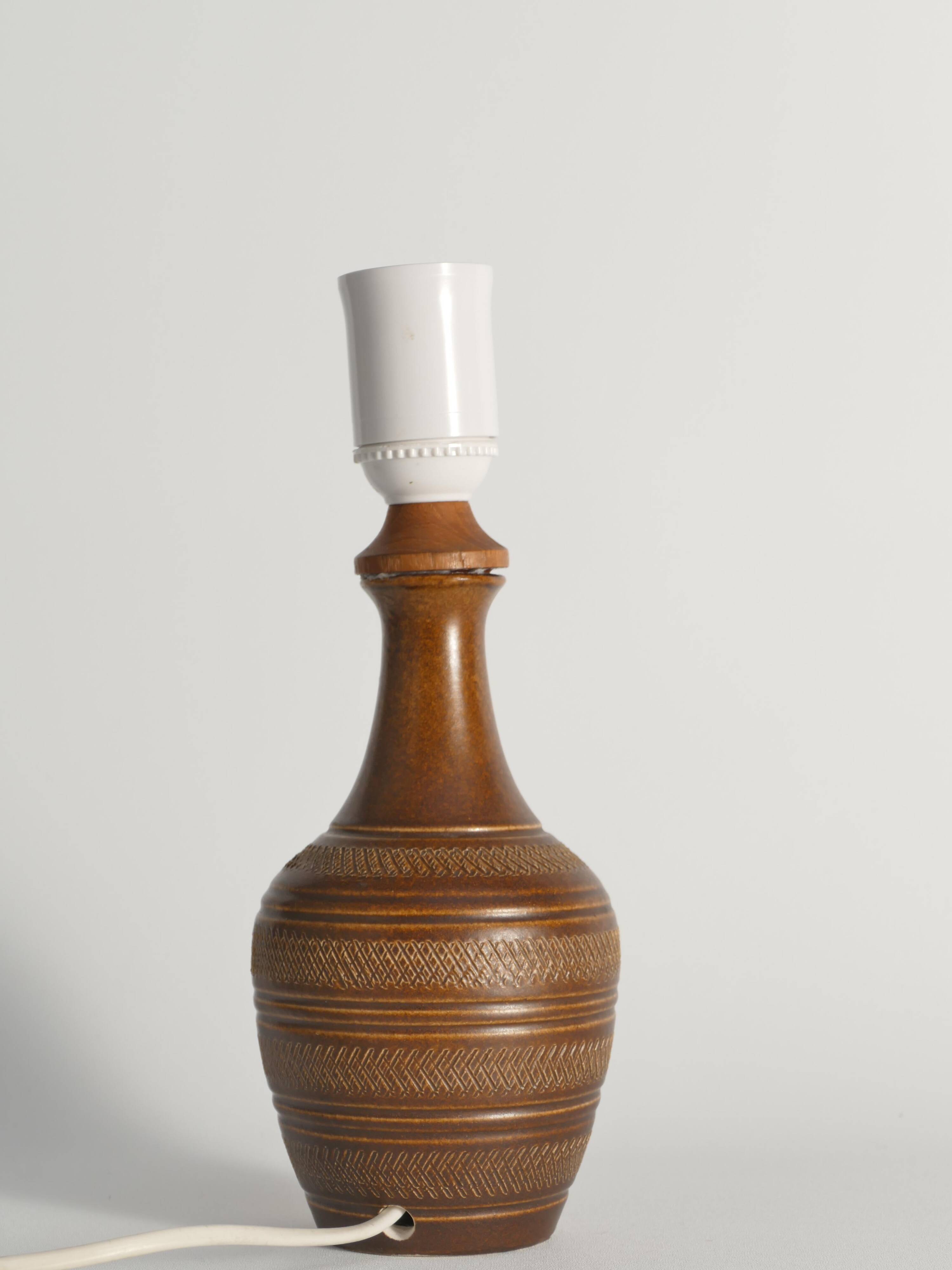 Brown Stoneware Table Lamp, Model number 59617, by Scheurich West Germany 1960s