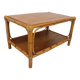 Table basse vintage en rotin et bois