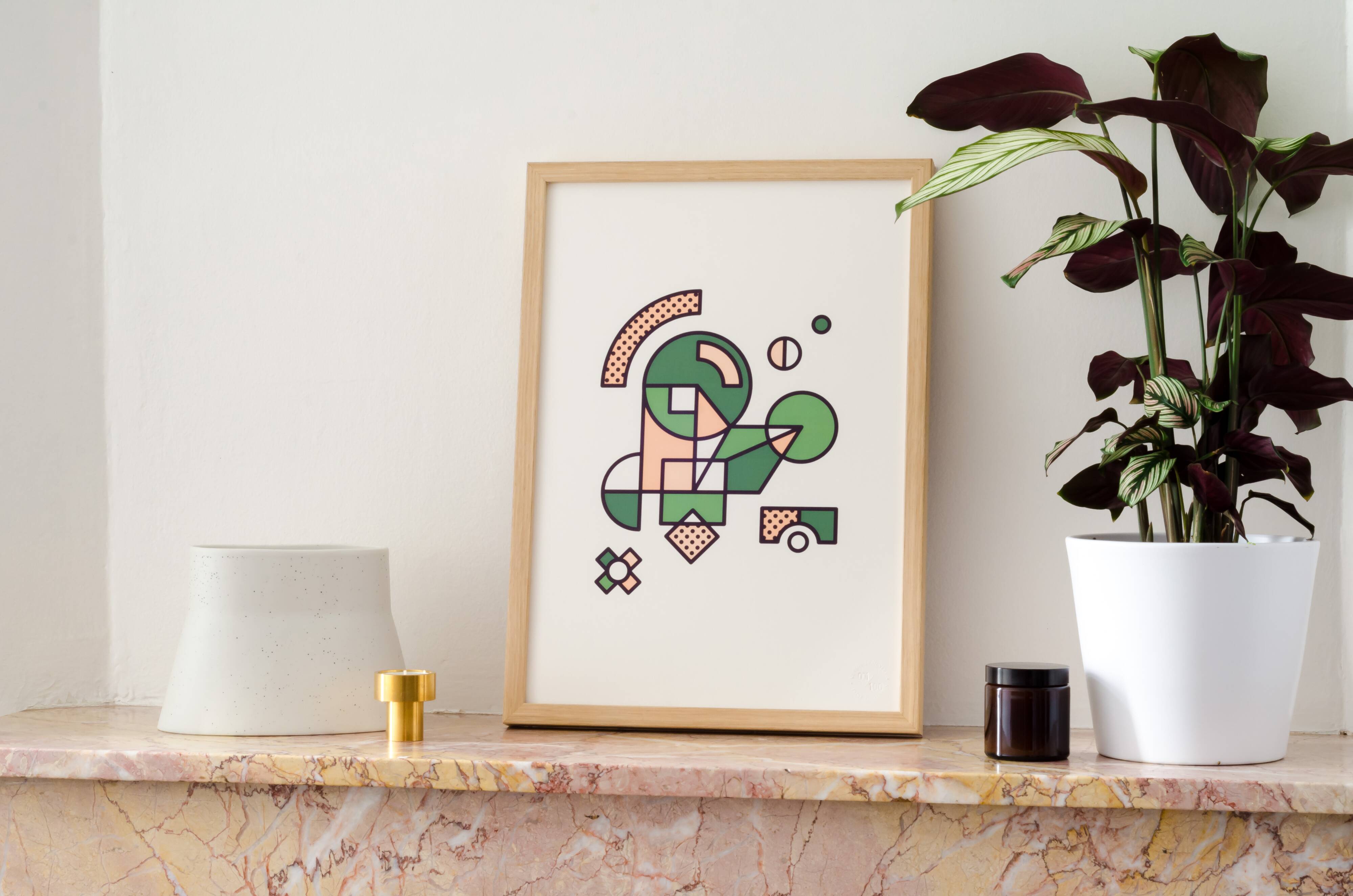 Illustration - Affiche A3 abstraite géométrique graphique colorée numérotée #007