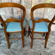 Pair of antique louis philippe chairs wood + blue vintage fabric seat