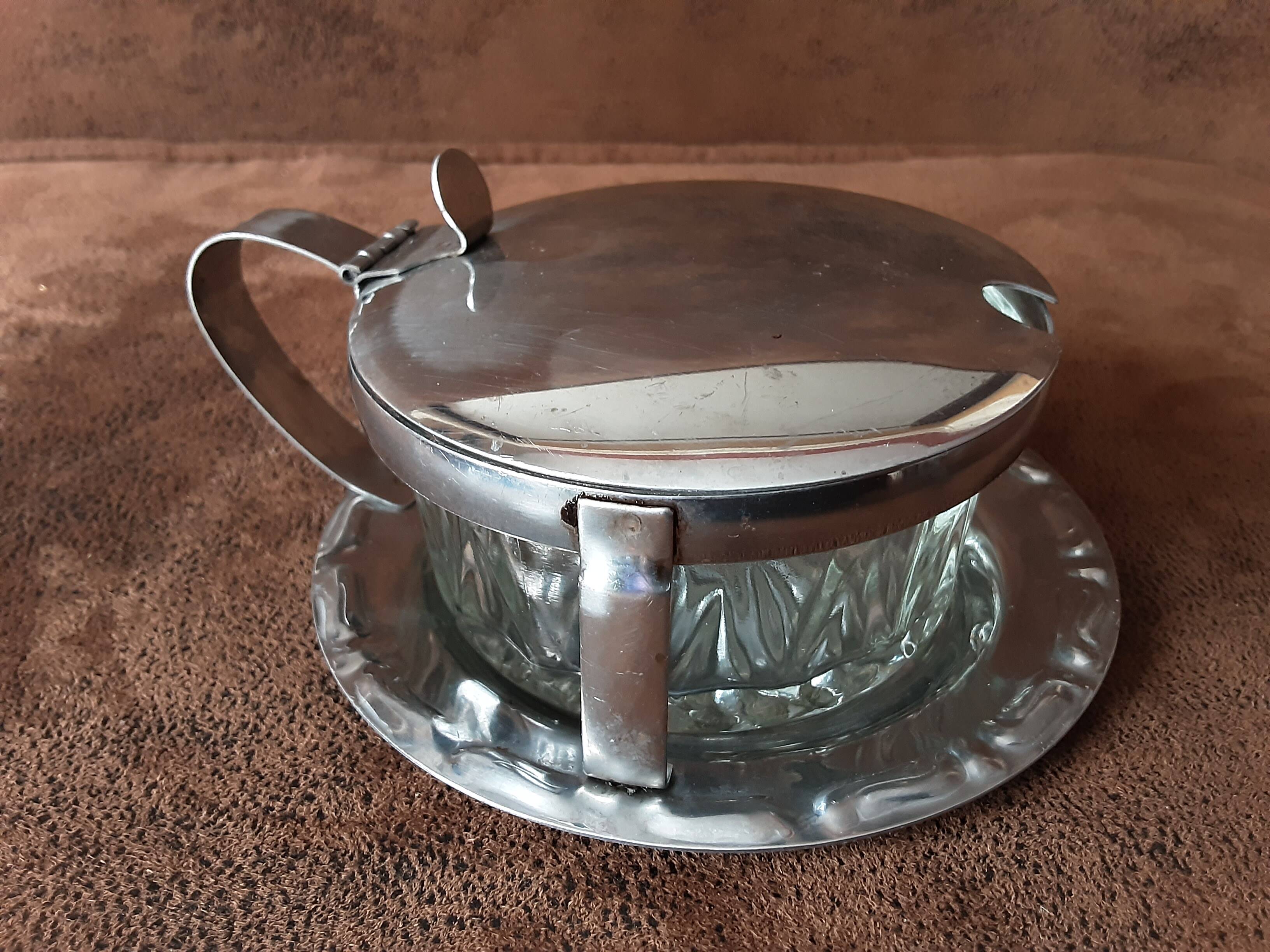 Vintage metal sugar bowl