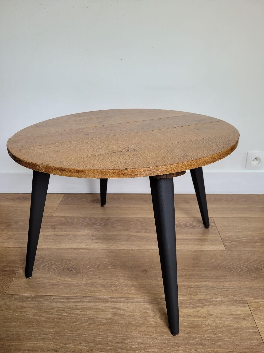 Round wooden coffee table