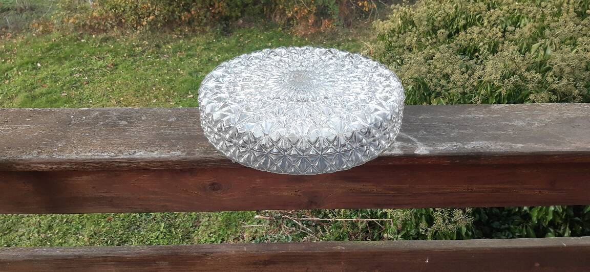 Grand plafonnier vintage verre ciselé