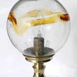 Vintage 1970s solid brass and glass globe table lamp